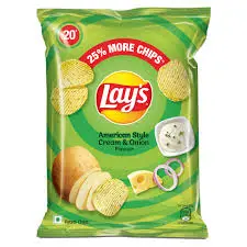 Lay's Potato Chips 48 Gram, American Style Cream & Onion Flavour, Crunchy Chips & Snacks (Weight May Vary)